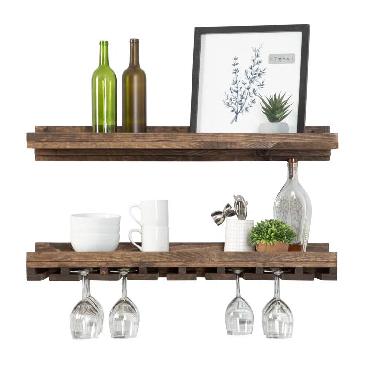 Loon Peak® Charla Solid Wood Wall Mounted Wine Glass Rack