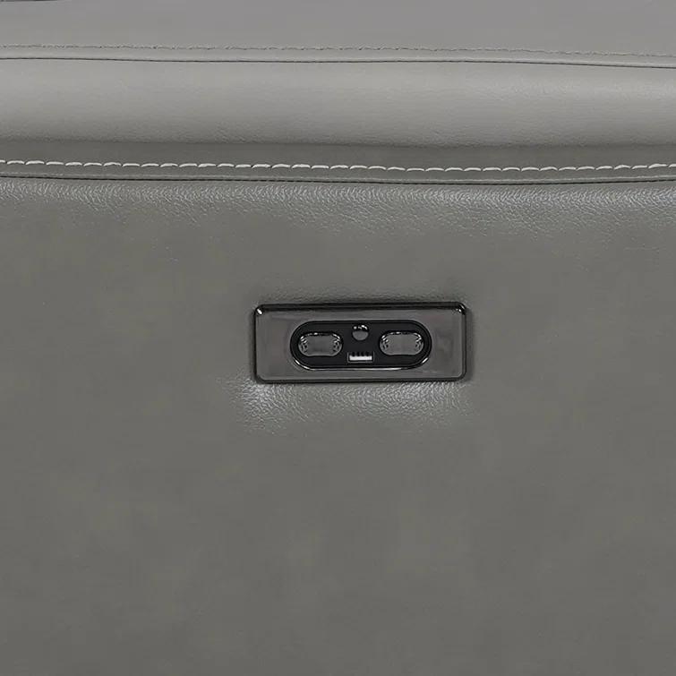 Ebern Designs Juna Zero Gravity Power Recliner Chair With Headrest, Gray Genuine Leather