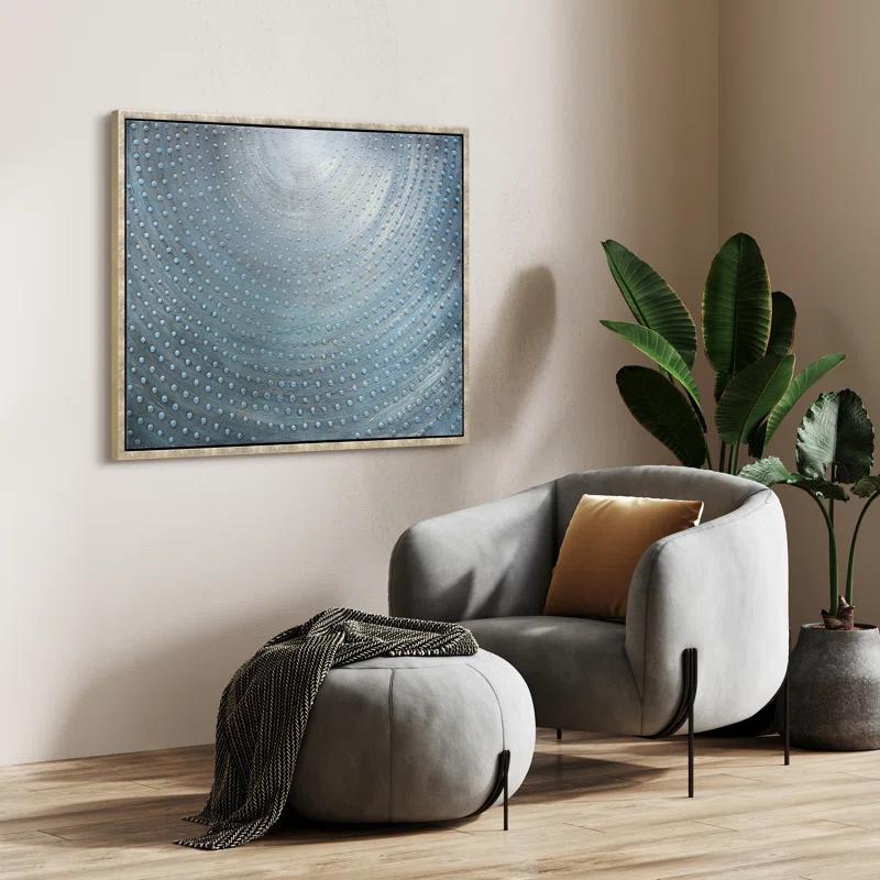 Empire Art Direct Cosmic Swirl Textured Metallic Hand Painted Blue Framed Canvas Wall Art