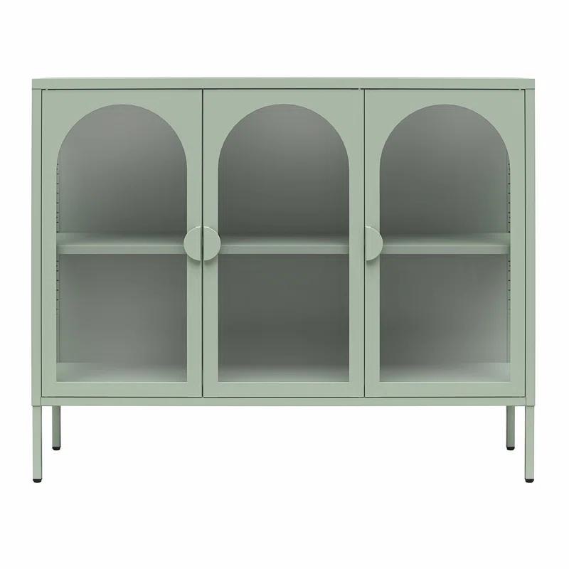 CosmoLiving by Cosmopolitan Chloe Metal Accent Cabinet With 3 Arched Glass Doors