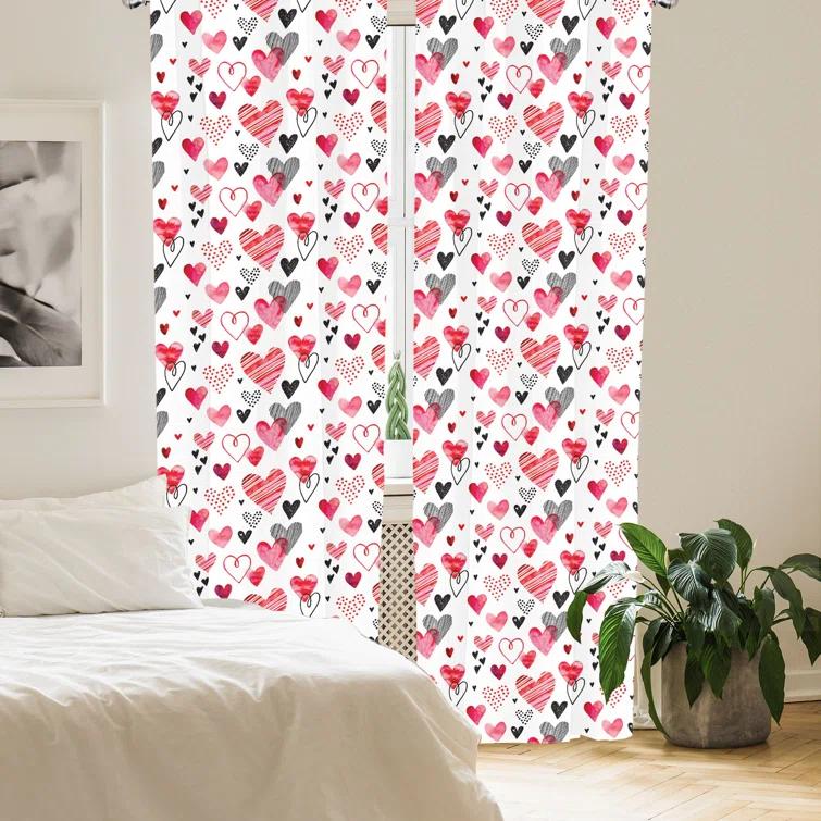 Ambesonne Valentine Semi-Sheer Rod Pocket Sliding Panel (Set of 2)