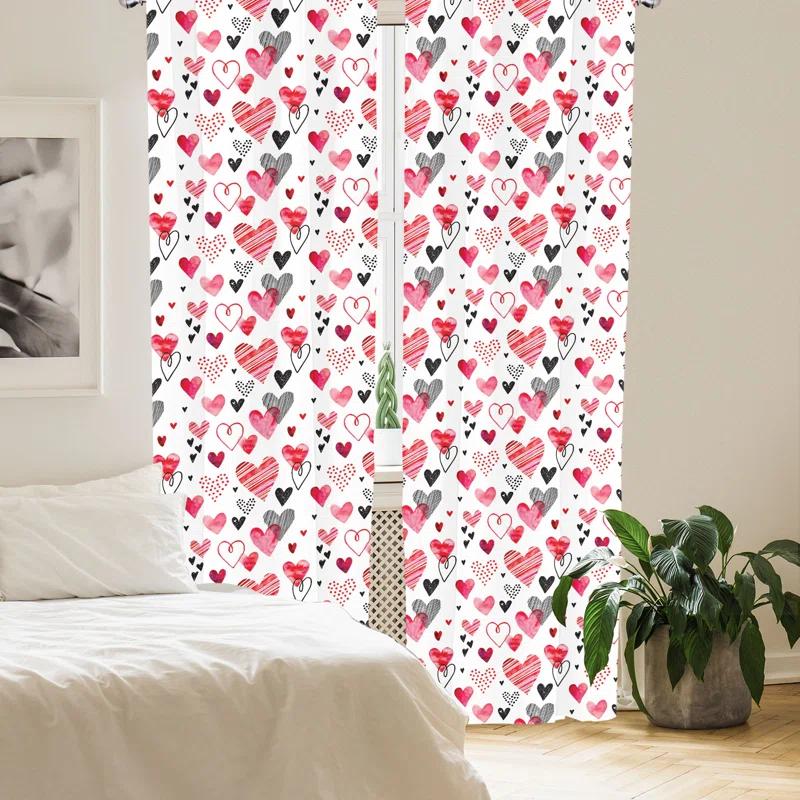 Ambesonne Valentine Semi-Sheer Rod Pocket Sliding Panel (Set of 2)