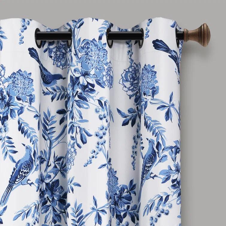 Lush Decor Farmhouse Bird And Flower Polyester Curtain Pair (Set of 2)