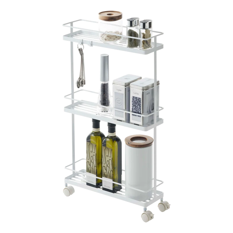 Yamazaki White Steel Rolling Kitchen Storage Cart