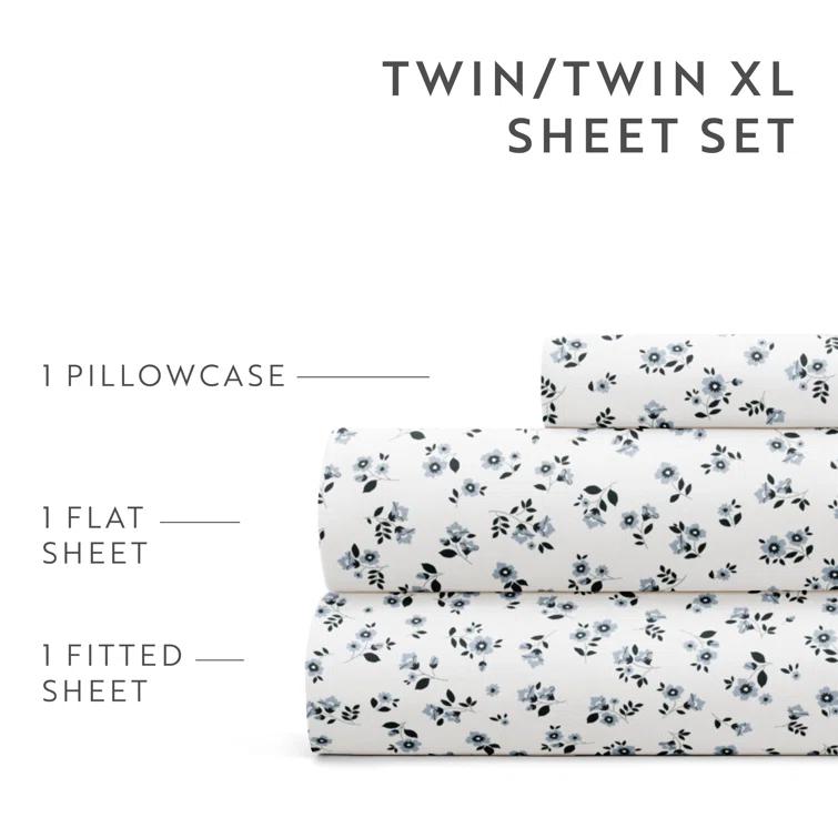 IEnjoy Home 4 Piece Sheet Set Patterned Microfiber Ultra Soft Bedding in Floral Dream