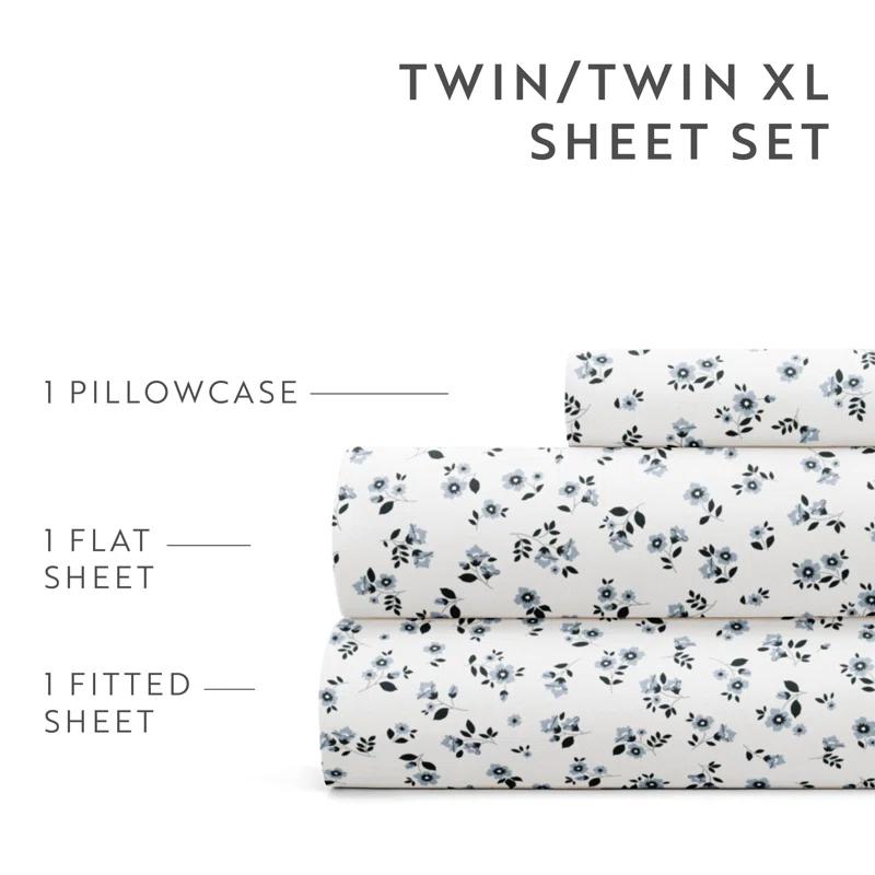IEnjoy Home 4 Piece Sheet Set Patterned Microfiber Ultra Soft Bedding in Floral Dream