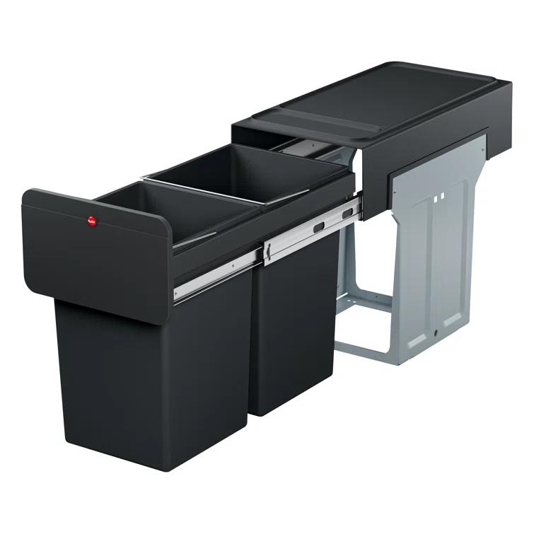 Hailo USA Inc. Plastic Manual Lift Multi-Compartments Trash & Recycling Bin