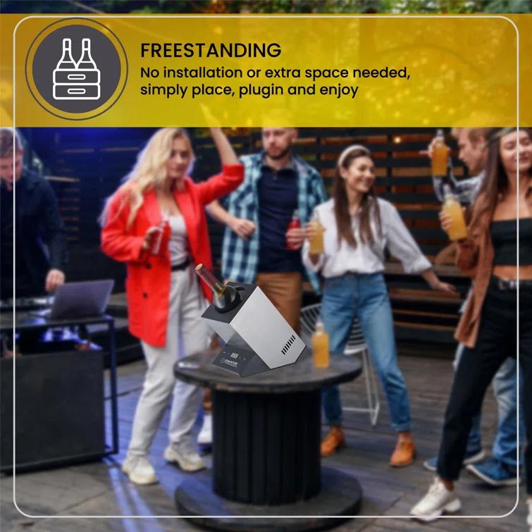 Equator Advanced Appliances Equator 110V/12V Portable Electric Wine Chiller for Red, White, Champagne, and Water Bottles, 750mL Single Bottle Cooler, Stainless Body, Rechargeable, 24h Cold, Ideal for Parties & Gifts