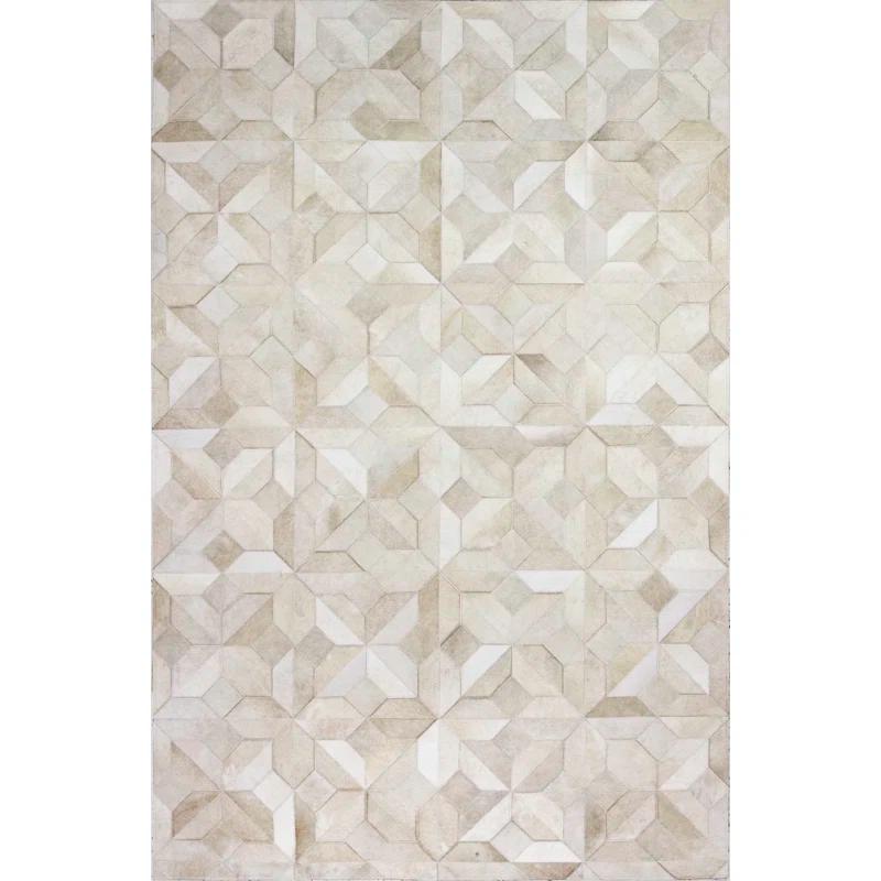 Ruvi Geometric Handmade Cowhide Camel Area Rug
