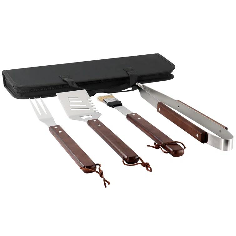 Gibson Home Gibson Home Barbecue Basics 5 Piece Stainless Steel BBQ Tool Set with Wood Handles