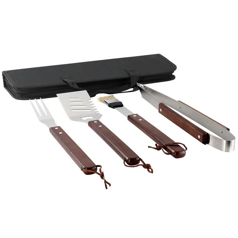 Gibson Home Gibson Home Barbecue Basics 5 Piece Stainless Steel BBQ Tool Set with Wood Handles