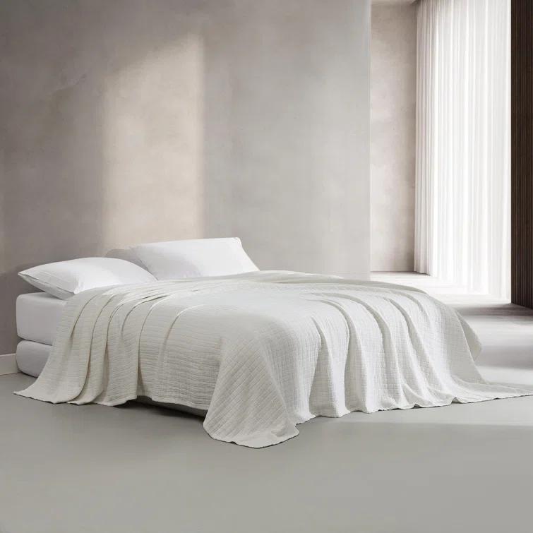 Calvin Klein Essential Garment Washed Solid Reversible Cotton Coverlet