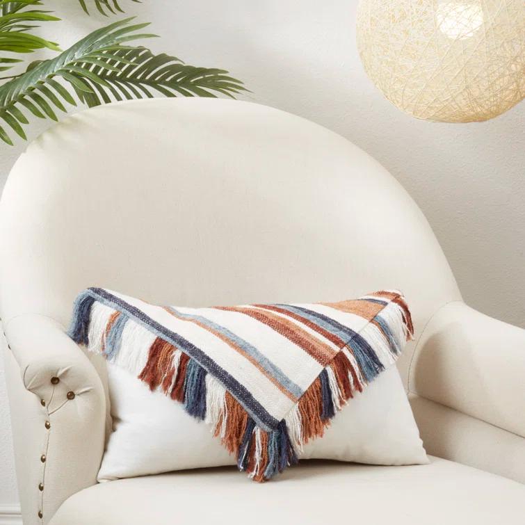 Saro Thana Collection Tassels Cotton Throw Pillow