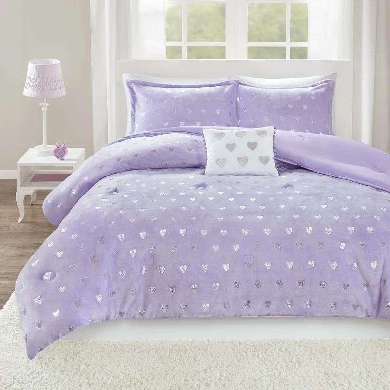 Intelligent Design Rosalie Metallic Printed Plush Comforter Set