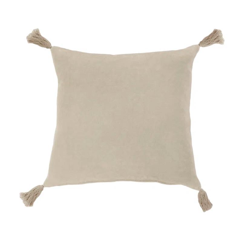 Pom Pom At Home Bianca Tassels Feather Reversible Throw Pillow