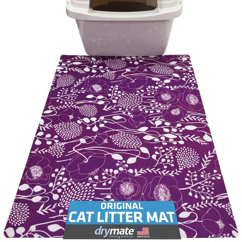 Cat Litter Mat for Litter Box, Protective & Decorative - Absorbent, Waterproof, Machine Washable
