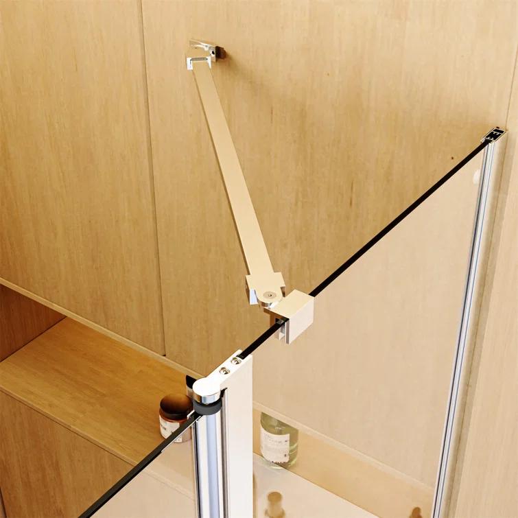 43"W x 58"H Frameless Folding Pivot Bathtub Door with 6mm Thick Clear Tempered Glass Door