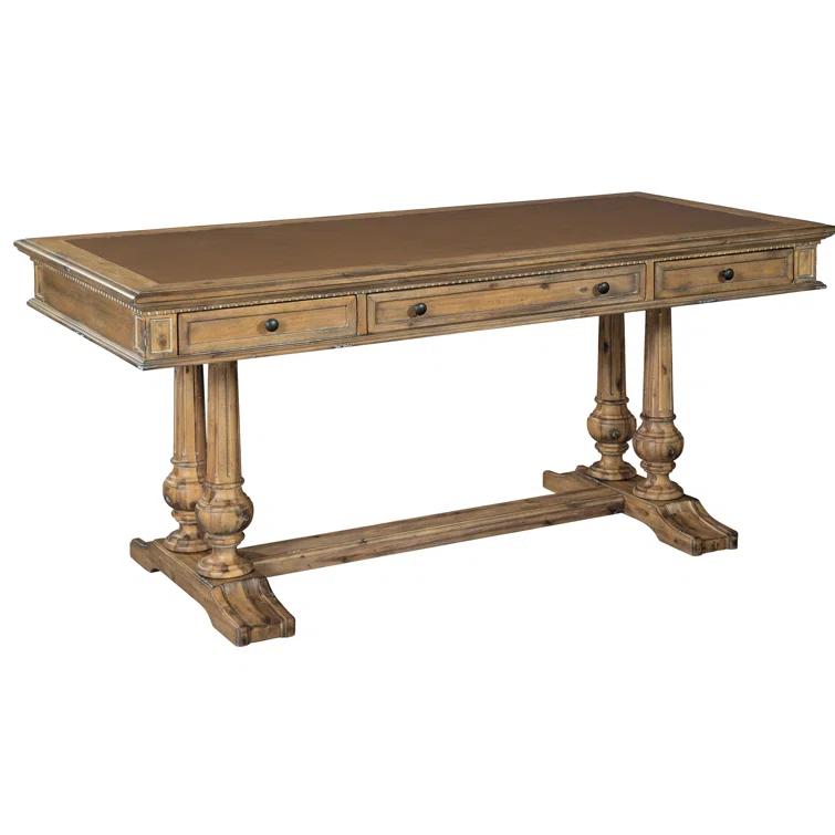 Wellington Hall Traditional Brown Home Office Desk with 3 Drawers