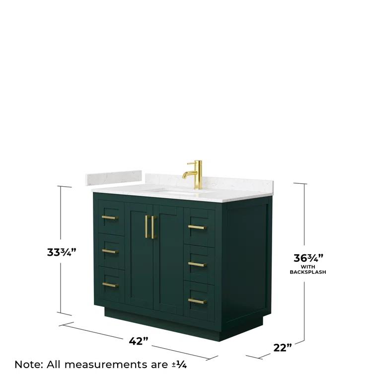 Wyndham Collection Miranda 42" Freestanding Single Bathroom Vanity with Marble Top
