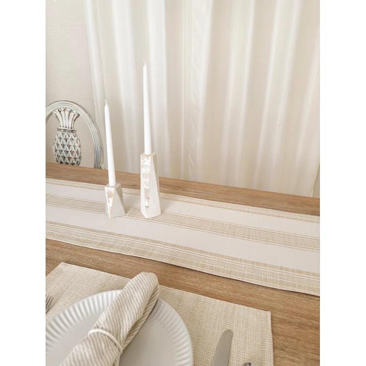 Anaya Beach Club Stripe Indigo Indoor Outdoor Table Runner