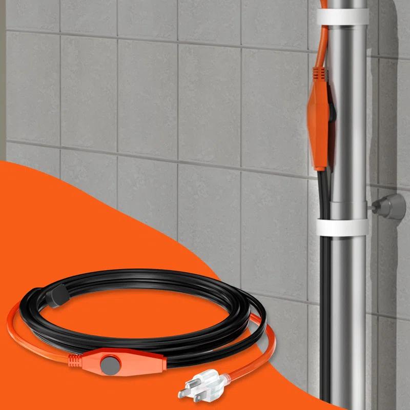 VEVOR Pipe Heating Cable 24FT 7W/FT Heat Tape for Pipes with Built-in Thermostat