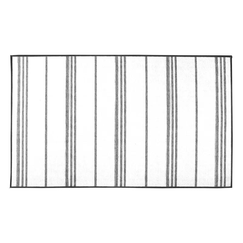 My Magic Carpet Stripe Grey And White Striped Flatweave Brown/White Area Rug | Wayfair