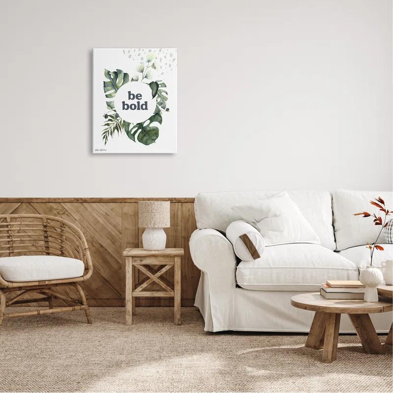 Stupell Industries " Be Bold Phrase Text Botanical Leaf Border Motif " by Valerie Wieners