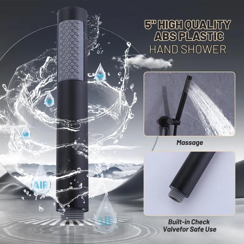 10 Inch Overhead Shower with 360° Rotatable Tub Spout Rough In Pressure Balance Valve Body