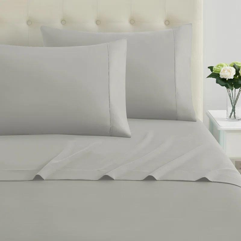 Sweet Home Collection 100% Cotton Percale 4-Piece Solid Sheet Set