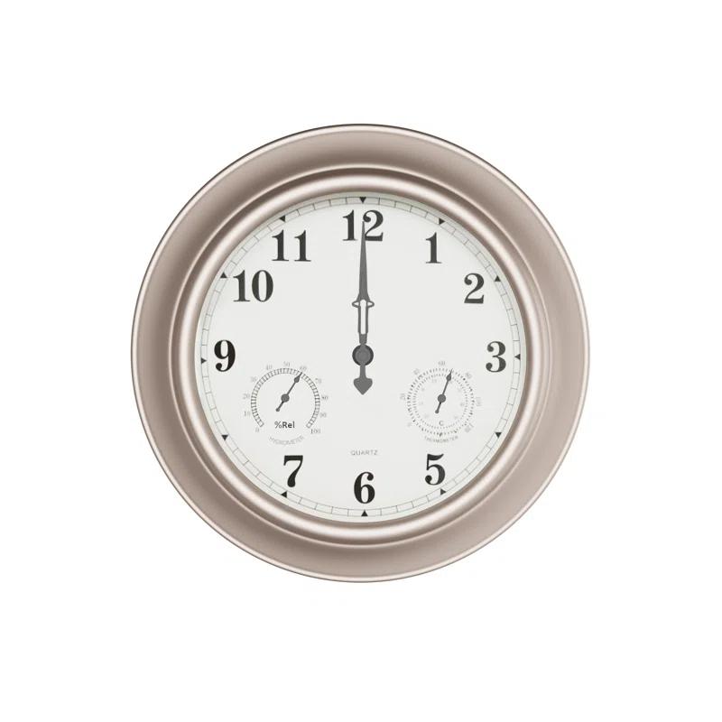 Pure Garden Indoor Outdoor Clock Thermometer Combo - 18-Inch Waterproof Outdoor Wall Clock with Temperature and Humidity by Pure Garden