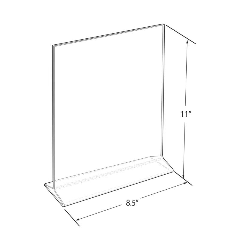 Azar Displays Top Loading Clear Acrylic T-Frame Sign Holder 8.5" Wide x 11'' High-Vertical/Portrait, 10-Pack (Set of 10)