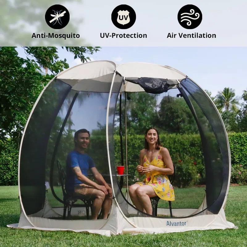 EighteenTek Fiberglass Patio Gazebo Pop Up with Screen Room Tents