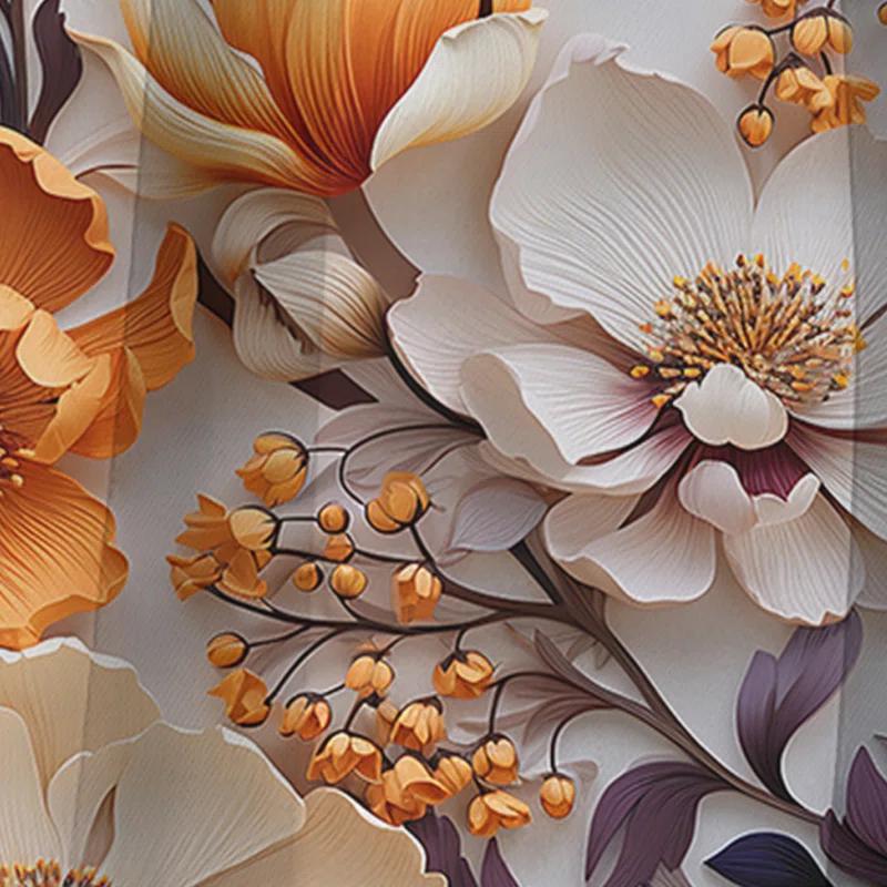 Design Art Beige And Purple Cottage Flowers Composition Polyester Blackout Single Curtain Panel Single Panel