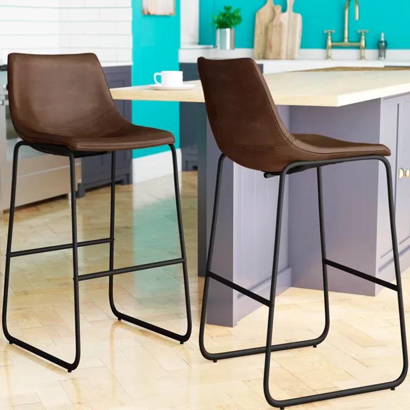 Keighley Upholstered 24.25'' Counter Stool with Metal Frame Jalasha (Set of 2)