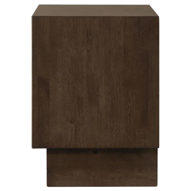 Benjara Genu Nightstand, 2 Drawers W Fingertip Handles, Warm Walnut Brown