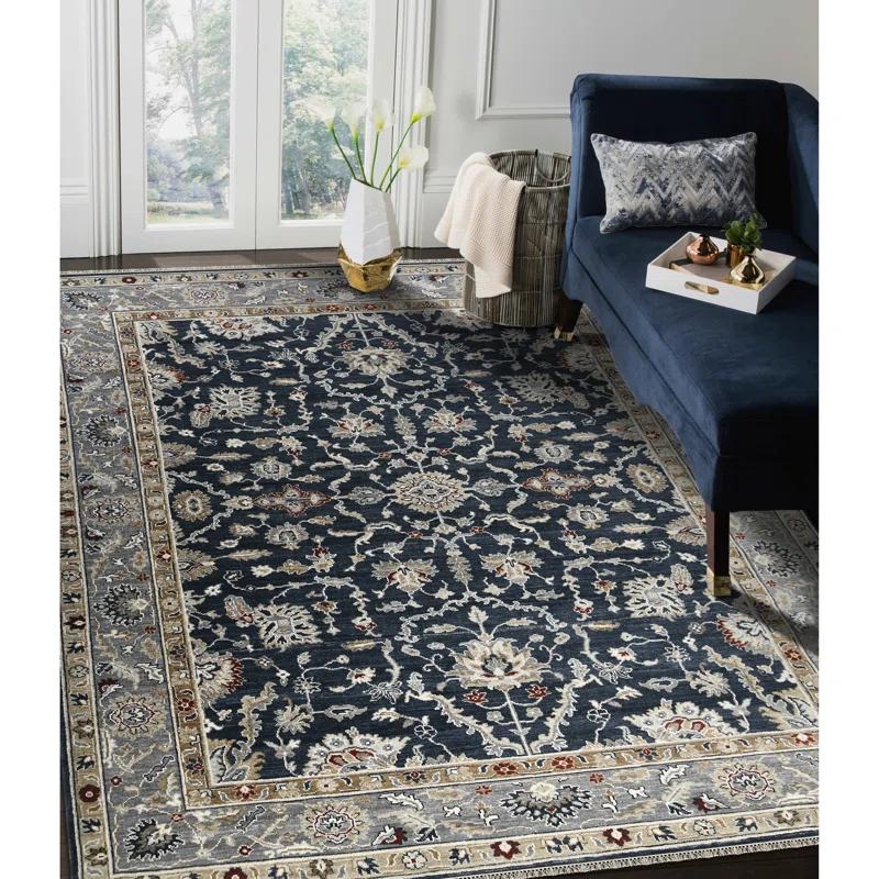 AMER Rugs Bristol Oriental Handmade Hand-Knotted Area Rug in Blue/Gray