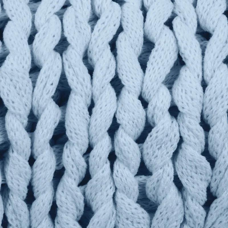 Light Blue Chunky Knit Throw Blanket, One Size, by Noble Linens