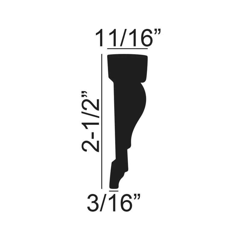 Architectural Products by Outwater L.L.C. WM 361 2-1/2 in x 11/16 in x 96 in Recycled Polystyrene Case Moulding Pro Pack 64 LF (Set of 8)