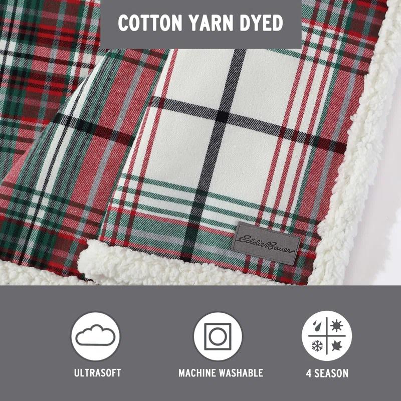 Eddie Bauer Eddie Bauer Printed Flannel/Sherpa Throw Blankets