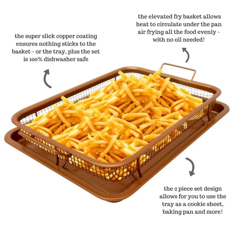 Gotham Steel Nonstick Air Fryer Tray for Oven with Recipe Book - 16" x 12"