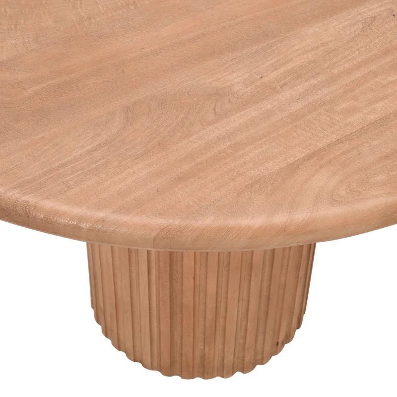 Wade Logan® Chellapah Solid Wood 84" Mid-Century Modern Fluted Double Pedestal Dining Table