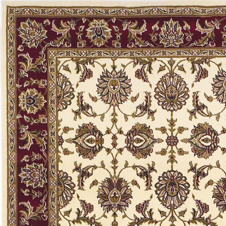 KAS Rugs Rectangle: 3'3" x 4'11" - Cambridge Ivory / Red Kashan Rug