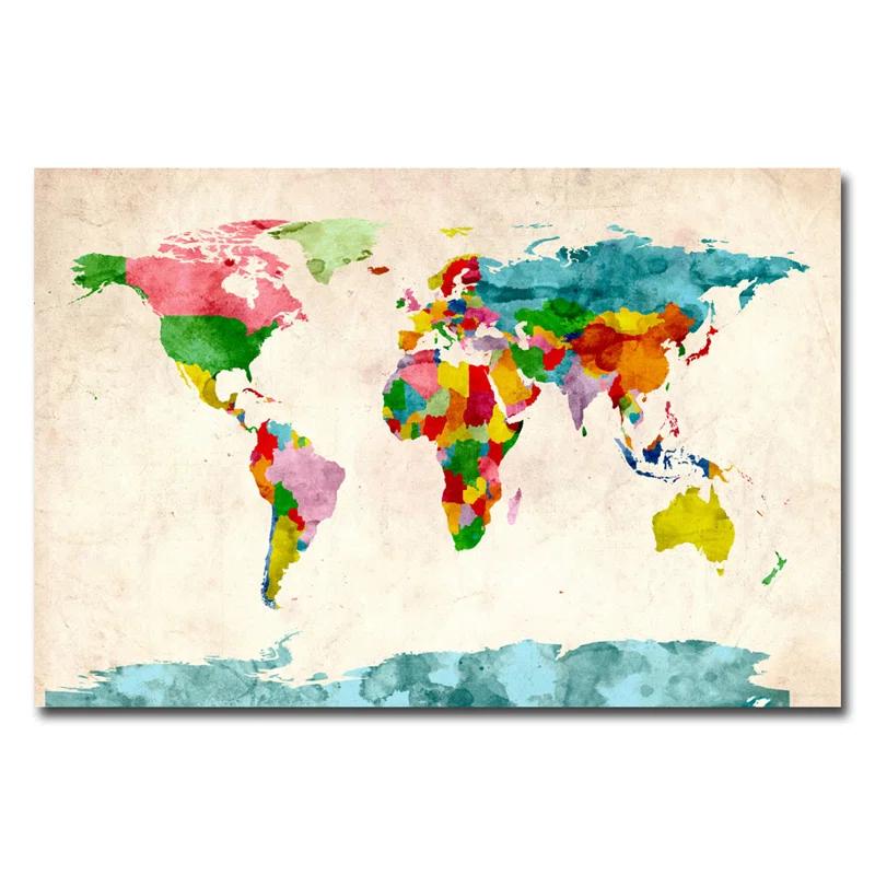 " Watercolor World Map " by Michael Tompsett
