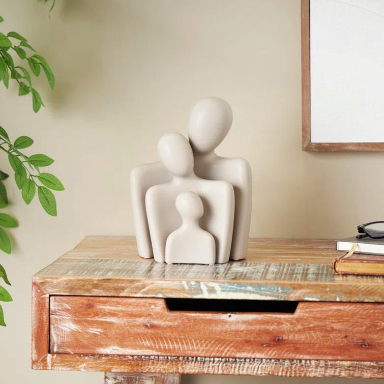 Brayden Studio® Buncie Ceramic Nesting Family People Decorative Cream Sculpture Set