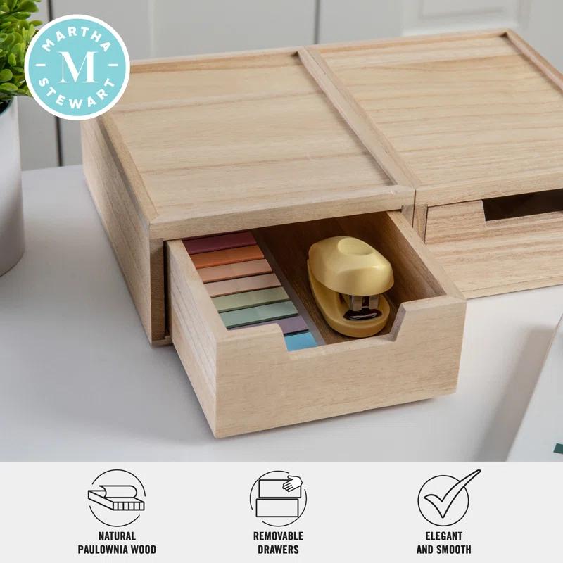 Martha Stewart Thomas Martha Stewart Wooden Storage Boxes With Pullout Drawers (Set of 2)