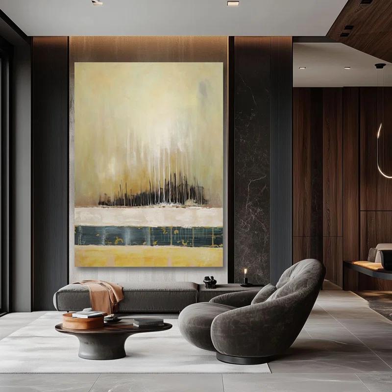 Aria Home Soleron Frameless Oil Painting Large Hand-Painted Canvas Wall Art 31"X47"
