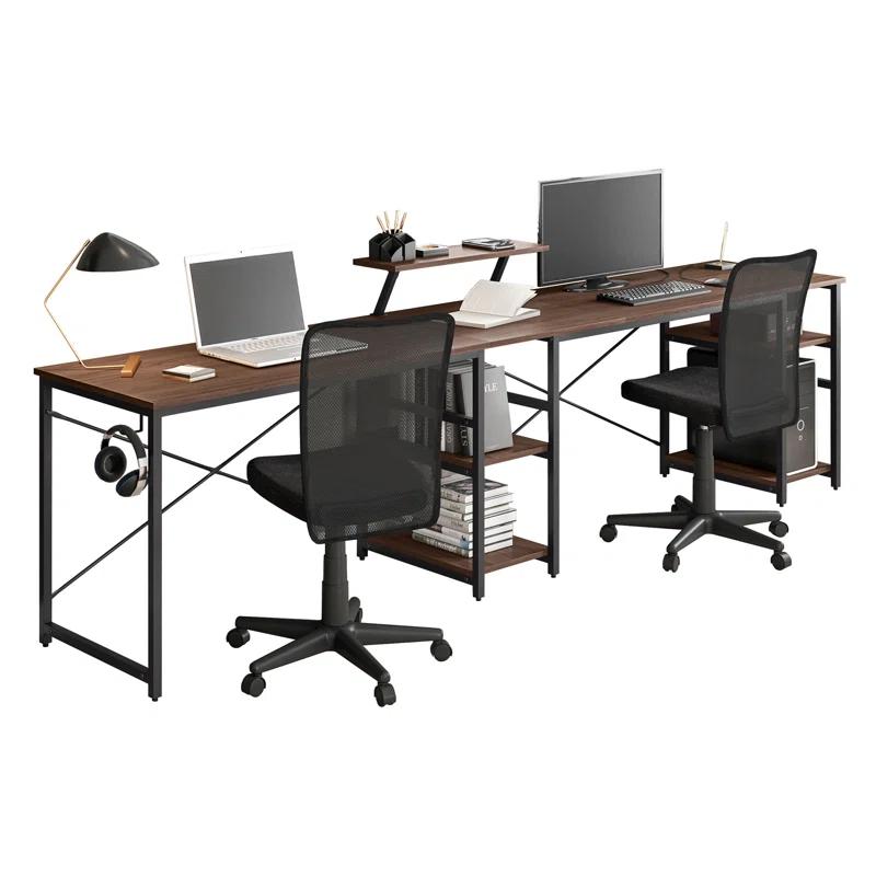 Inbox Zero Techni Mobili L-Shape Industrial Desk With Storage Shelves | Wayfair