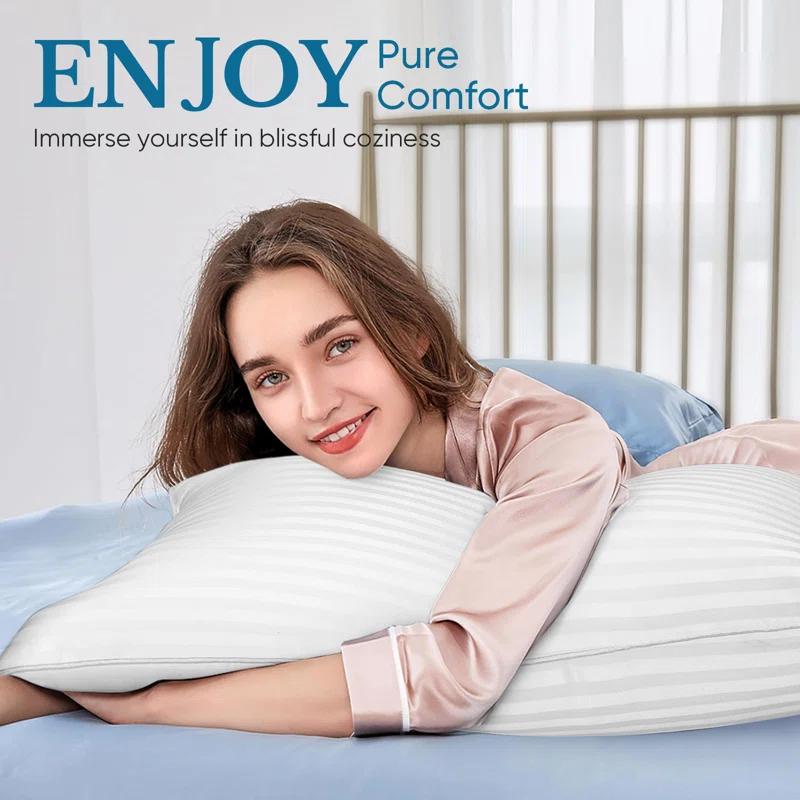 Hotel Collection Bed Pillows For Sleeping, Bed Pillows Queen Size Set Of 2,Gusseted Pillow For Back, Stomach Or Side Sleepers