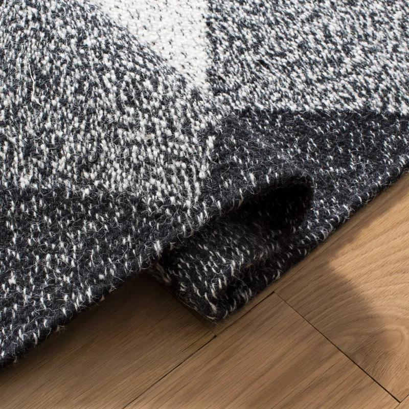 George Oliver Kilim Flat Weave Wool/Cotton Geometric Rug in Black