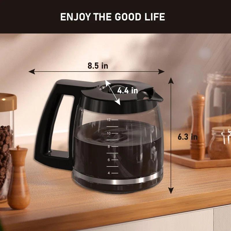 Stack man 12-Cup Replacement Glass Coffee Carafe For Cuisinart Coffee Maker Models DCC-1200, DCC-1100BK, DCC-2650, CHW-12, CHW-12P1, DGB-550BK, DGB-550BK1, DGB-625BC, DGB-700BC, And SS-12 | Part# DCC-1200PRC